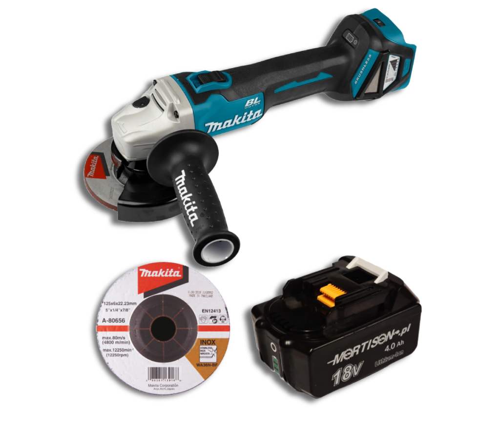 Makita DGA511Z Akumulatorowa szlifierka kątowa + Akumulator Mortison 18V 4Ah BL1840B BL1840