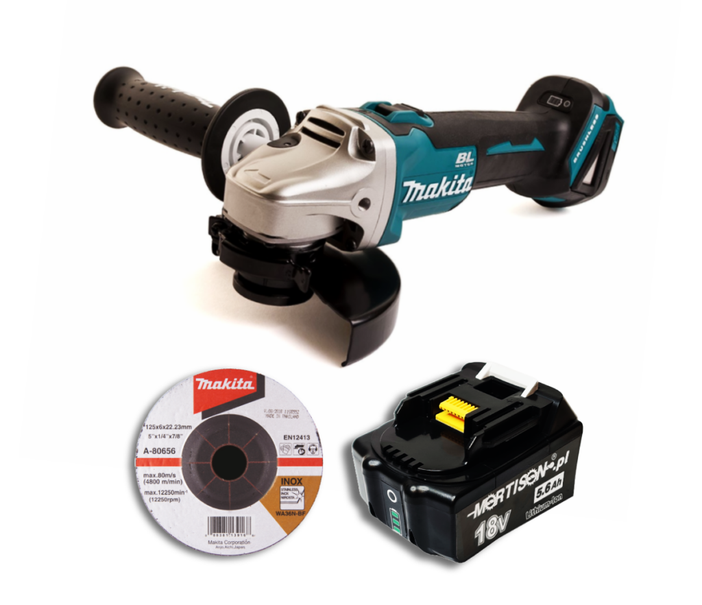 Makita DGA504Z Akumulatorowa szlifierka kątowa + 2x Akumulator Mortison 18V 5,6Ah BL1856B BL1856