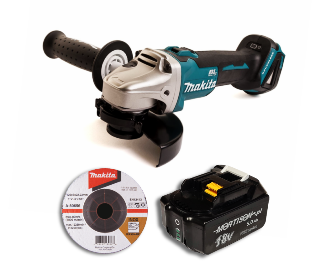 Makita DGA504Z Akumulatorowa szlifierka kątowa + Akumulator Mortison 18V 5Ah BL1850B BL1850