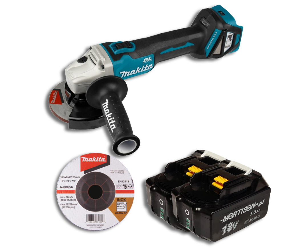 Makita DGA511Z Akumulatorowa szlifierka kątowa + 2x Akumulator Mortison 18V 5Ah BL1850B BL1850