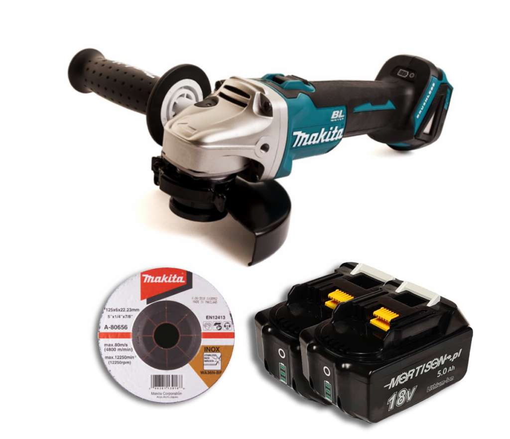 Makita DGA504Z Akumulatorowa szlifierka kątowa + 2x Akumulator Mortison 18V 5Ah BL1850B BL1850