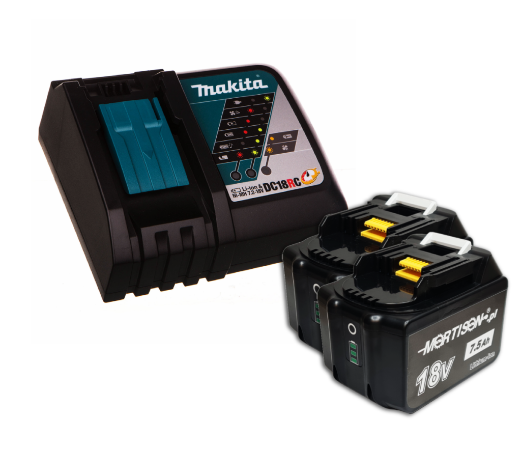 Zestaw zasilający Makita DC18RC + 2x Akumulator Mortison 18V 7,5Ah BL1875B BL1875