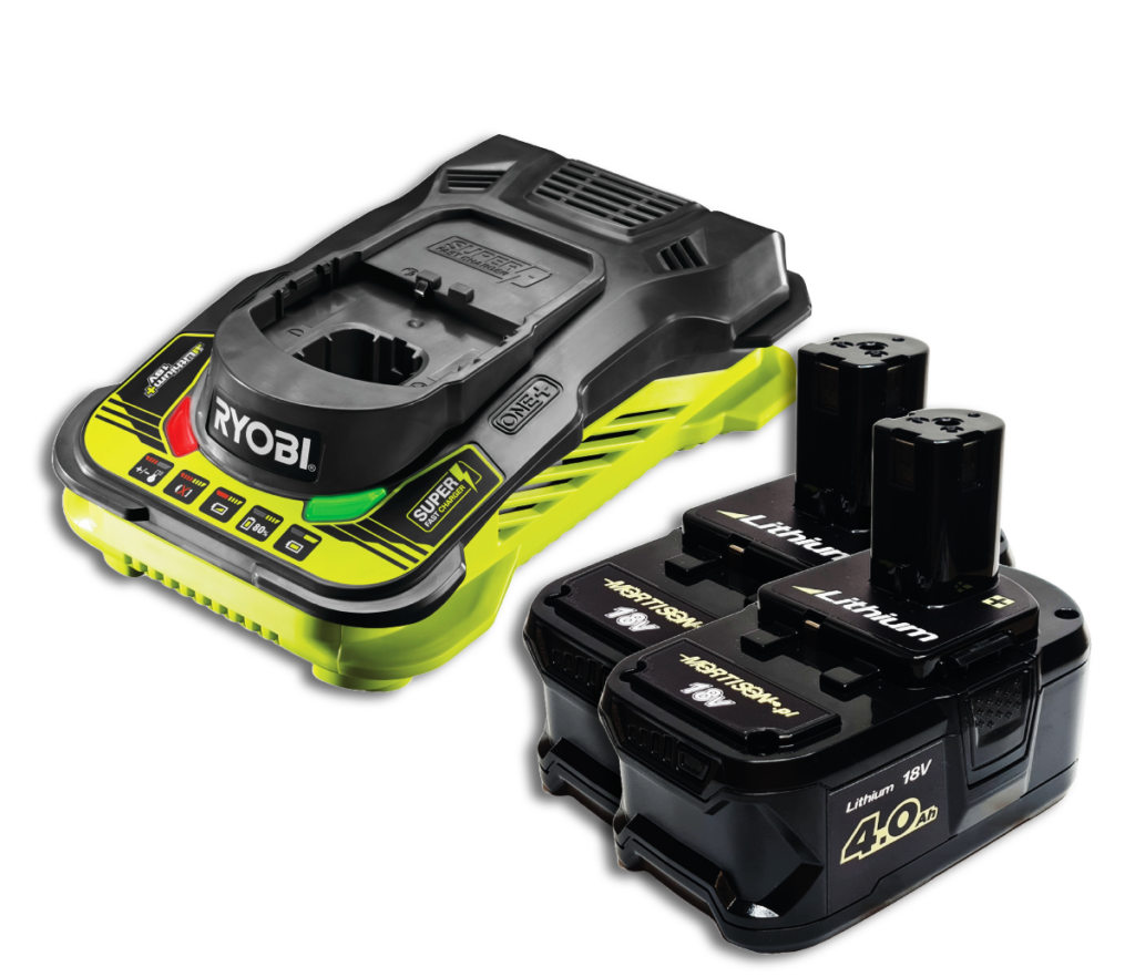 Zestaw zasilający Ryobi Super Fast RC18150 + 2x Akumulator Mortison Ryo ONE+ 18V 4Ah RB18L4