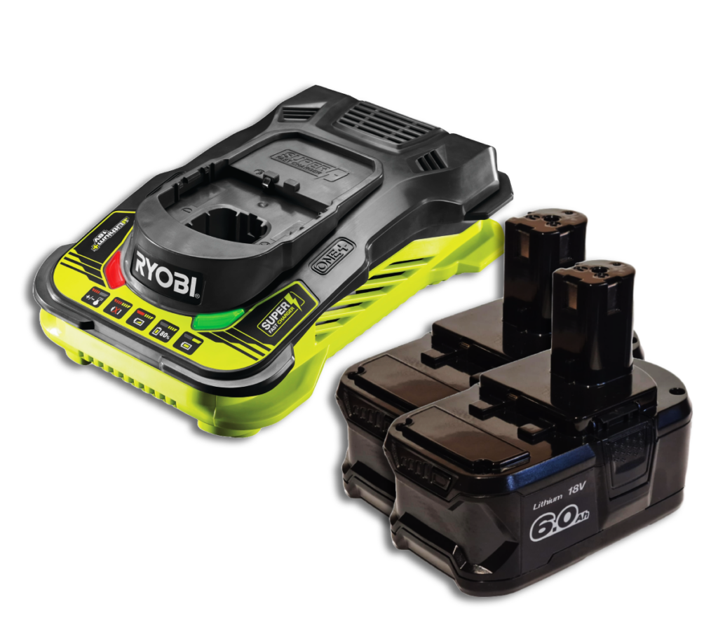 Zestaw zasilający Ryobi Super Fast RC18150 + 2x Akumulator Mortison Ryo ONE+ 18V 6Ah RB18L50